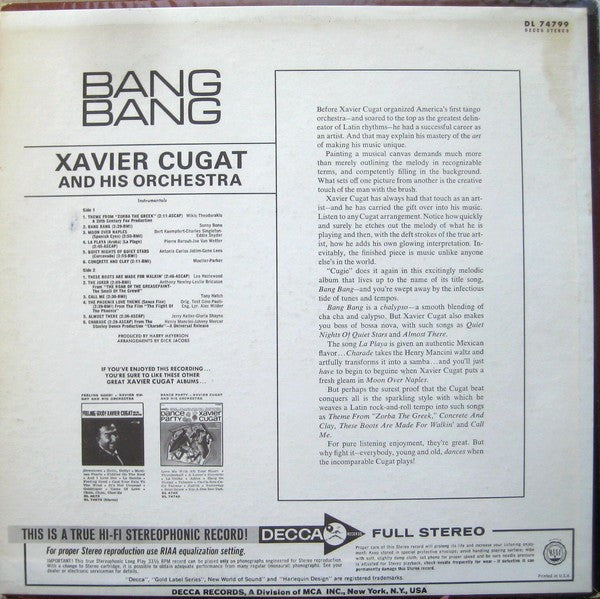 Xavier Cugat And His Orchestra - Bang Bang - LP