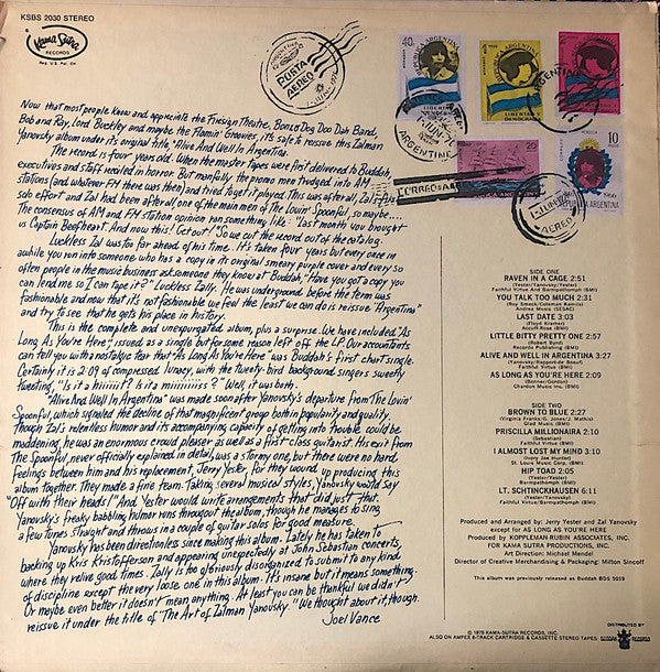 Zalman Yanovsky* - Alive And Well In Argentina - LP