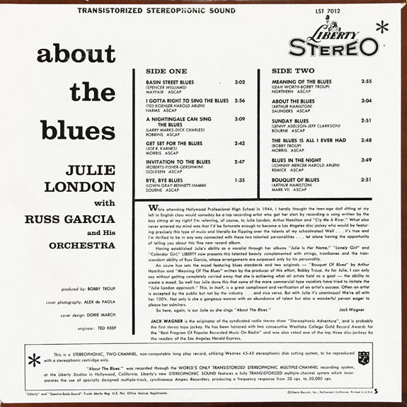 Julie London - About The Blues - LP