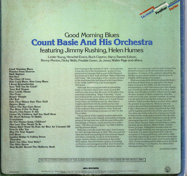 Count Basie And His Orchestra* Featuring Jimmy Rushing, Helen Humes - Good Morning Blues - LP