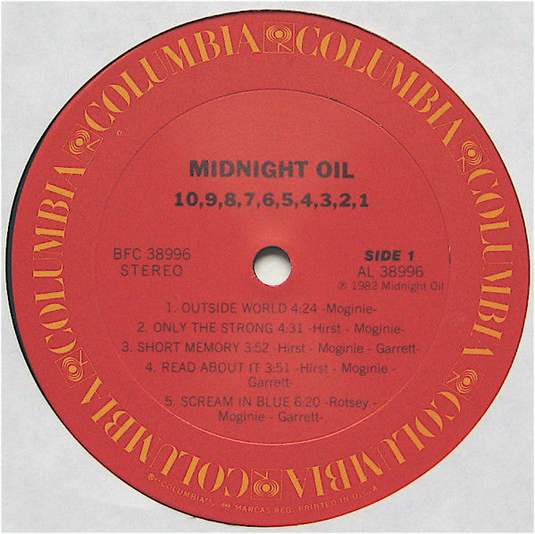 Midnight Oil - 10, 9, 8, 7, 6, 5, 4, 3, 2, 1 - LP