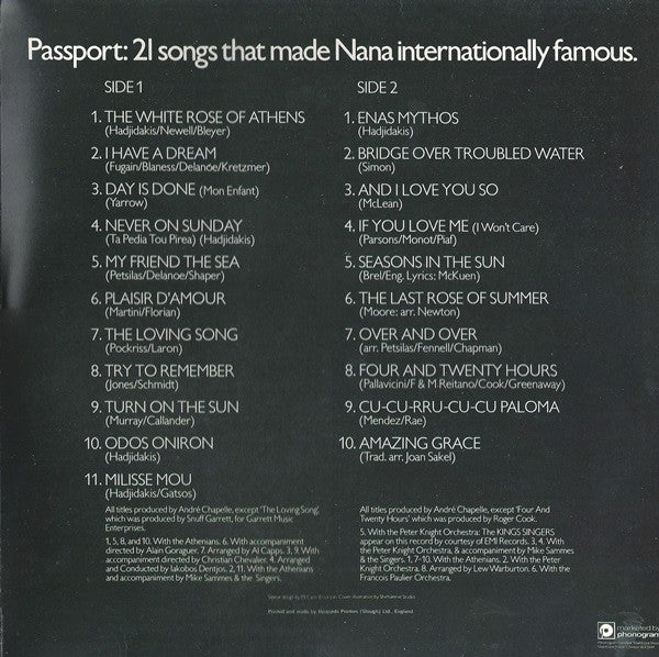 Nana Mouskouri - Passport - LP