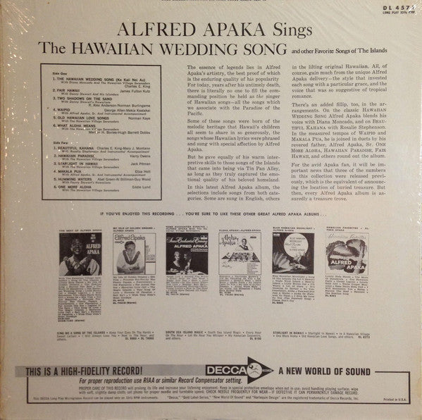 Alfred Apaka - The Hawaiian Wedding Song - LP