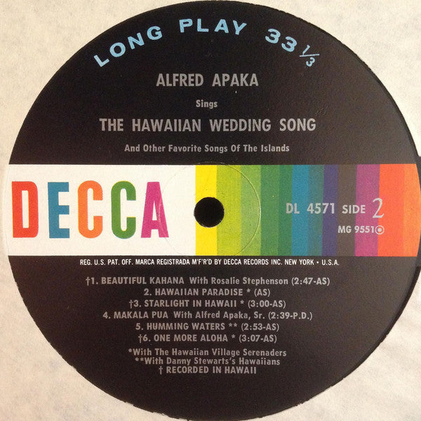 Alfred Apaka - The Hawaiian Wedding Song - LP