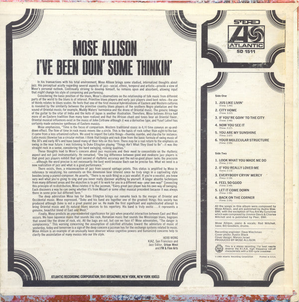Mose Allison - I've Been Doin' Some Thinkin'