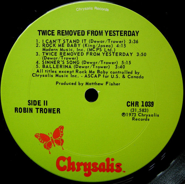 Robin Trower - Twice Removed From Yesterday - LP