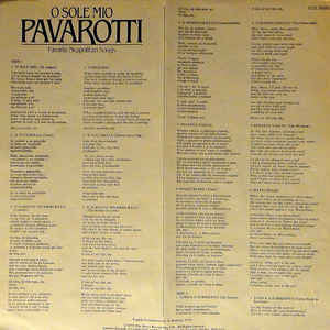 Luciano Pavarotti - O Sole Mio Favorite Neapolitan Songs - LP
