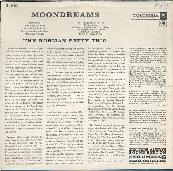 The Norman Petty Trio - Moon Dreams - LP
