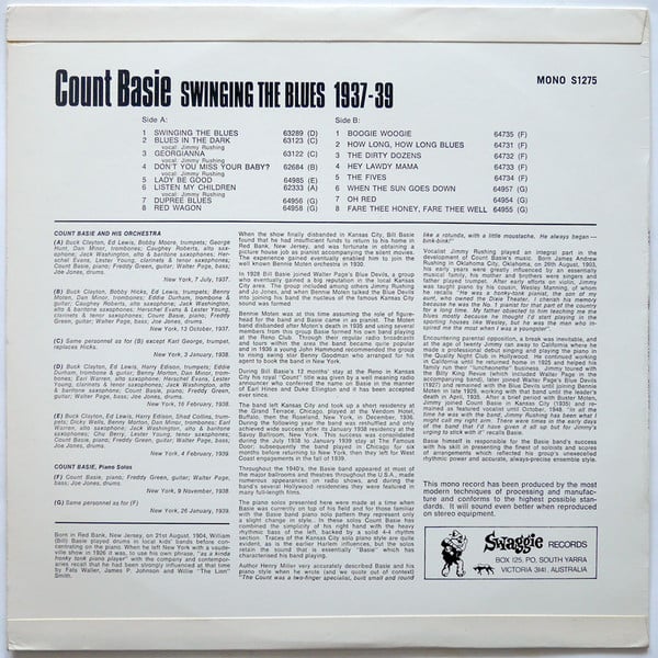 Count Basie - Swinging The Blues 1937-39 - LP
