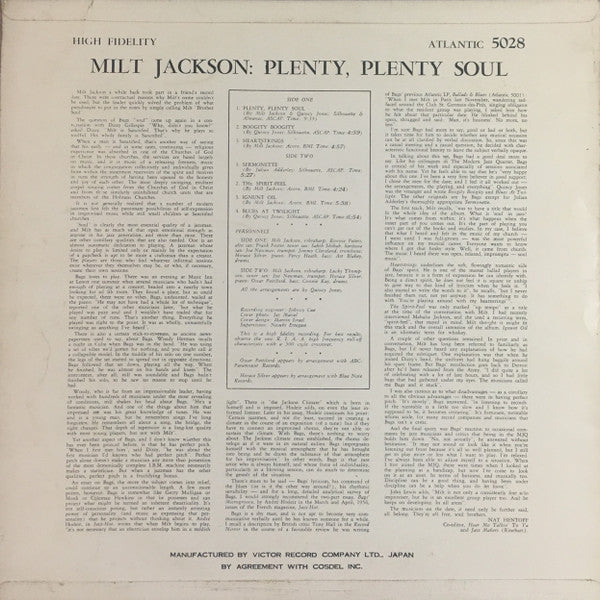 Milt Jackson - Plenty, Plenty Soul - LP