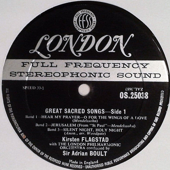 Kirsten Flagstad With The London Philharmonic Orchestra* Conducted By Sir Adrian Boult - Great Sacred Songs - LP