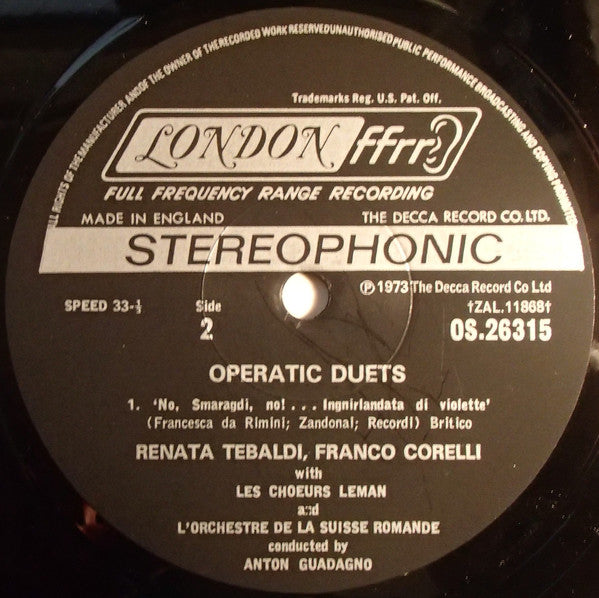 Renata Tebaldi, Franco Corelli, L'Orchestre De La Suisse Romande, Anton Guadagno - Tebaldi and Corelli, Great Opera Duets - LP