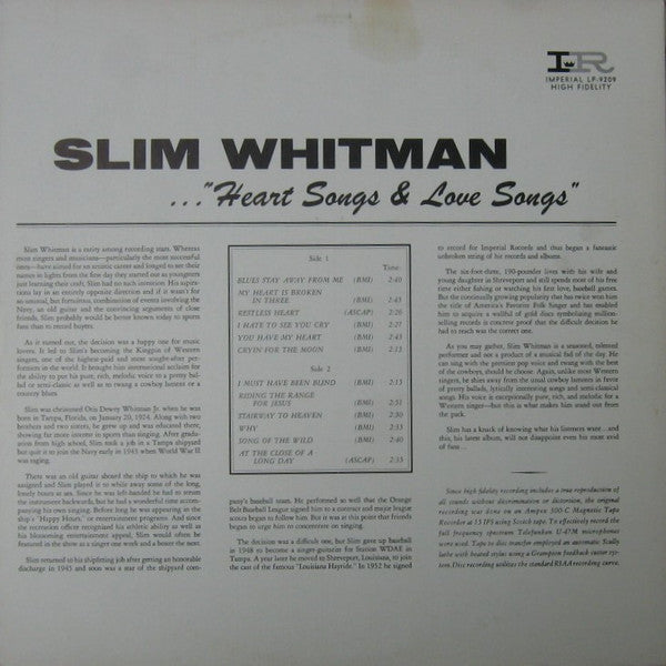 Slim Whitman - Heart Songs & Love Songs - LP