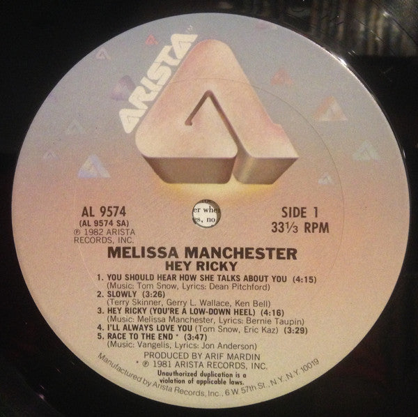 Melissa Manchester - Hey Ricky - LP