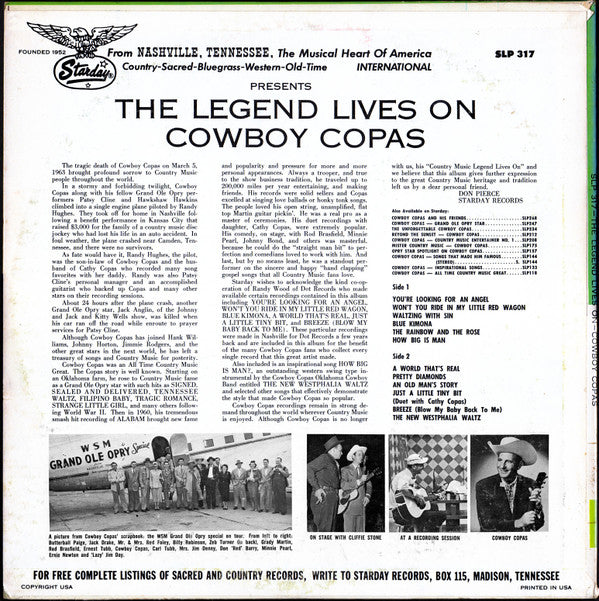 Cowboy Copas - The Legend Lives On - LP