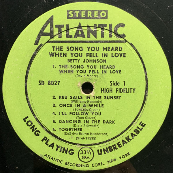 Betty Johnson - The Song You Heard When You Fell In Love . . . - LP