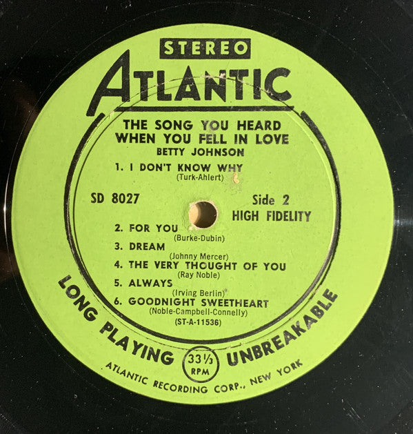 Betty Johnson - The Song You Heard When You Fell In Love . . . - LP