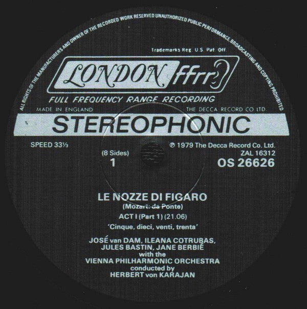 Mozart*, van Dam* · Cotrubas* · Tomowa-Sintow* · von Stade* · Krause*, The Vienna Philharmonic*, Von Karajan* - Le Nozze Di Figaro - LP