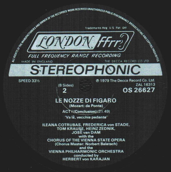 Mozart*, van Dam* · Cotrubas* · Tomowa-Sintow* · von Stade* · Krause*, The Vienna Philharmonic*, Von Karajan* - Le Nozze Di Figaro - LP