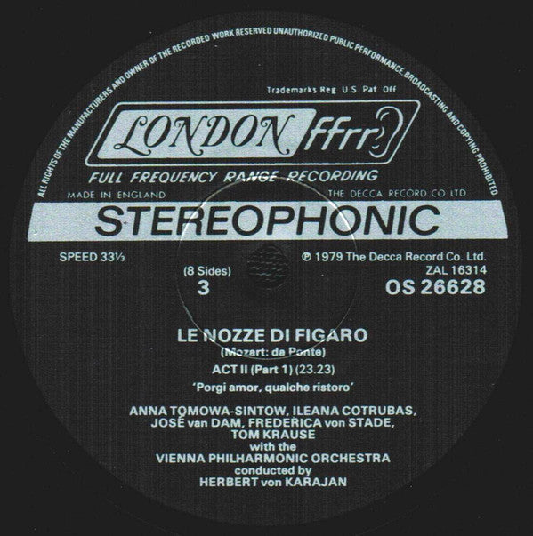 Mozart*, van Dam* · Cotrubas* · Tomowa-Sintow* · von Stade* · Krause*, The Vienna Philharmonic*, Von Karajan* - Le Nozze Di Figaro - LP