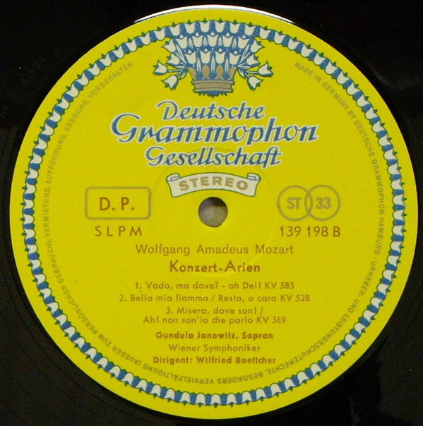 Gundula Janowitz, Wolfgang Amadeus Mozart, Wiener Symphoniker, Wilfried Boettcher - Konzert-Arien von Wolfgang Amadeus Mozart - LP