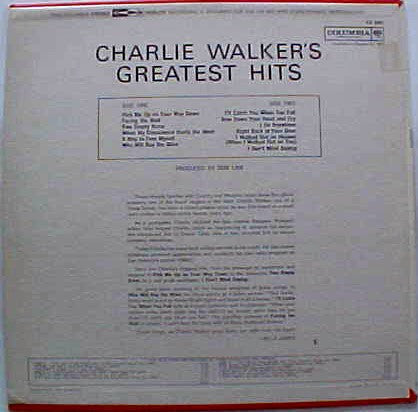 Charlie Walker (2) - Charlie Walker's Greatest Hits - LP