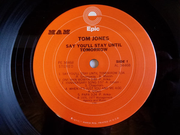 Tom Jones - Say You'll Stay Until Tomorrow - LP