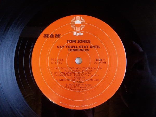 Tom Jones - Say You'll Stay Until Tomorrow - LP