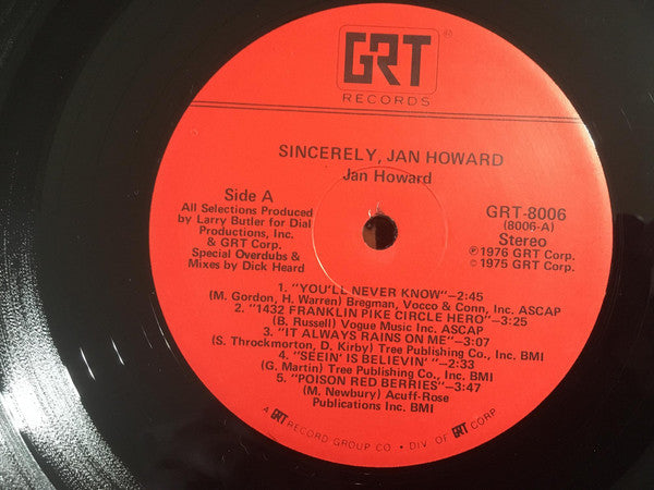 Jan Howard - Sincerely, Jan Howard - LP