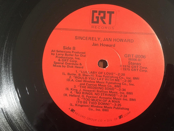 Jan Howard - Sincerely, Jan Howard - LP