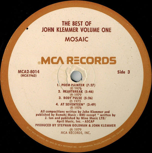John Klemmer - Mosaic - The Best Of John Klemmer Volume One - LP