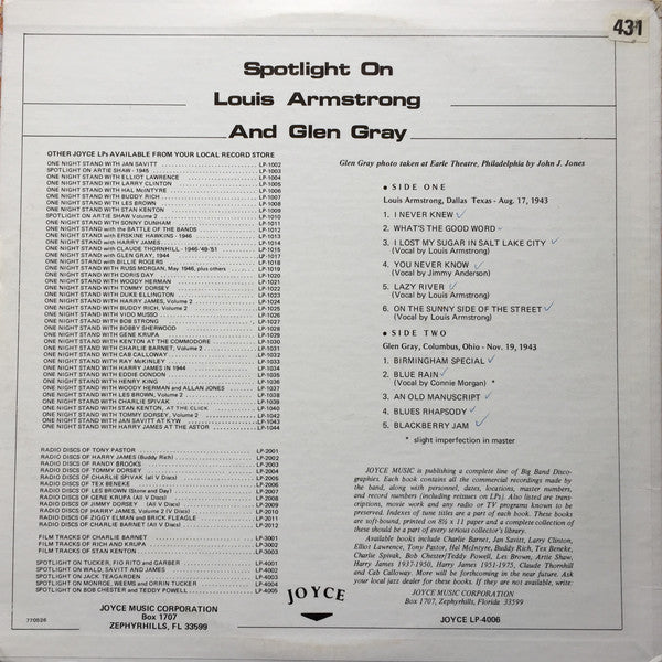 Louis Armstrong, Glen Gray - Spotlight On Louis Armstrong And Glen Gray