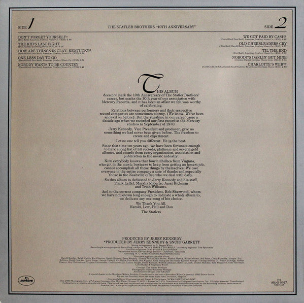 The Statler Brothers - 10th Anniversary - LP