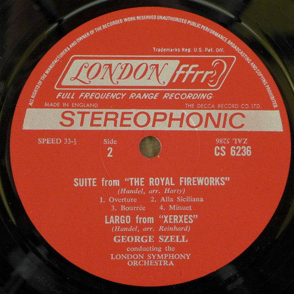 Handel* - George Szell Conducting The London Symphony Orchestra* - The Water Music / The Royal Fireworks - LP