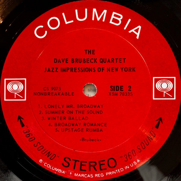 The Dave Brubeck Quartet - Jazz Impressions Of New York - LP