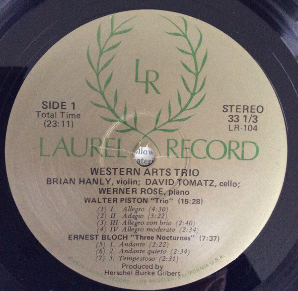 The Western Arts Trio - Performs Walter Piston, Ernest Bloch, Joseph Schwantner, James Hopkins - LP