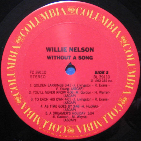 Willie Nelson - Without A Song - LP