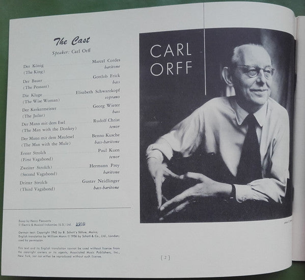 Carl Orff - Die Kluge The Story Of The King And The Wise Woman - LP