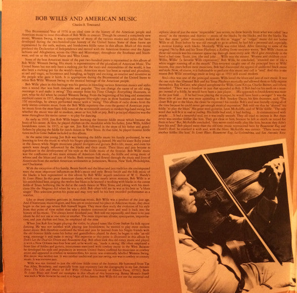 Bob Wills & His Texas Playboys - In Concert - LP
