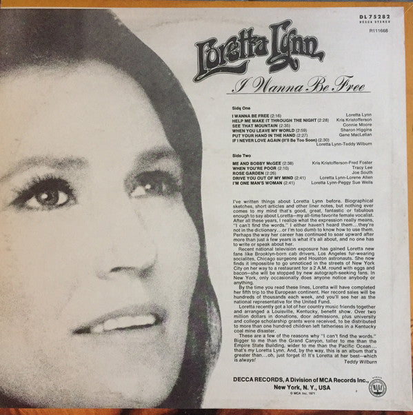 Loretta Lynn - I Wanna Be Free - LP