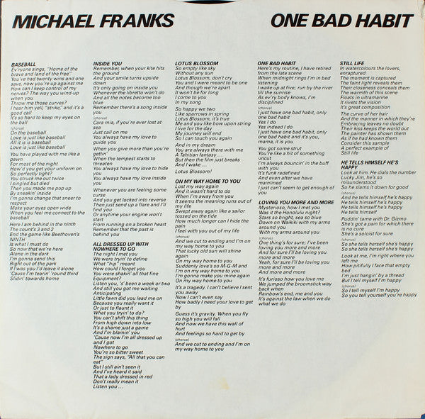 Michael Franks - One Bad Habit - LP