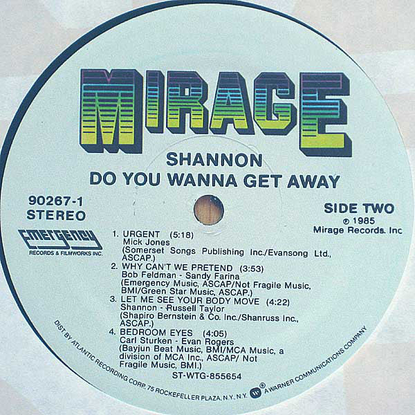 Shannon - Do You Wanna Get Away - LP