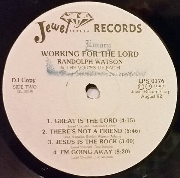 Randolph Watson And The Voices Of Faith* - Working For The Lord - LP