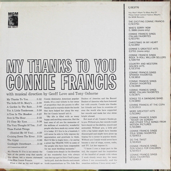 Connie Francis - My Thanks To You - LP