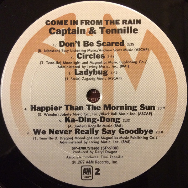 Captain And Tennille - Come In From The Rain - LP