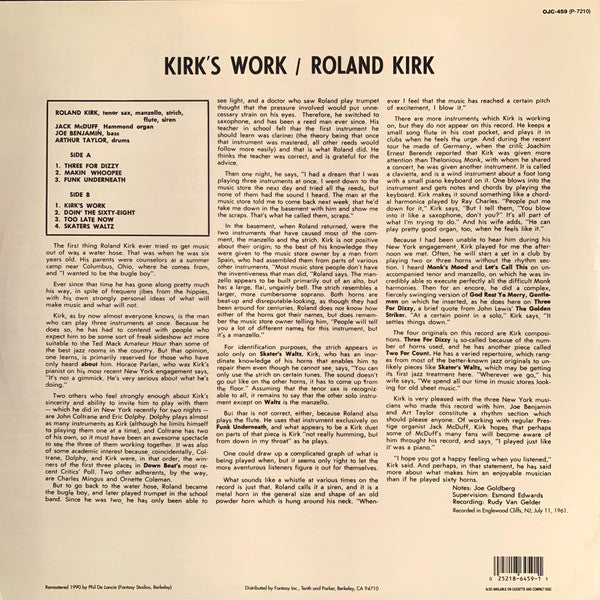 Roland Kirk With Jack McDuff* - Kirk's Work - LP
