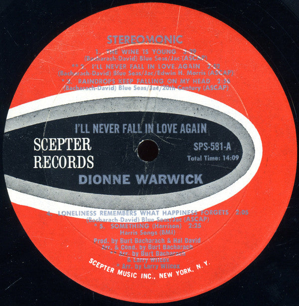 Dionne Warwick - I'll Never Fall In Love Again - LP
