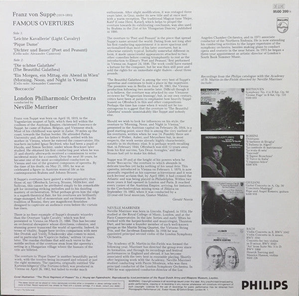 Suppé* — London Philharmonic Orchestra Conducted By Neville Marriner* - Famous Overtures - LP