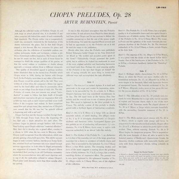 Arthur Rubinstein - Chopin Preludes Op. 28 - LP
