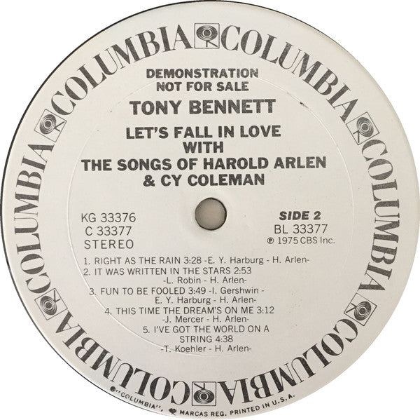 Tony Bennett - Let's Fall In Love With The Songs Of Harold Arlen And Cy Coleman - LP